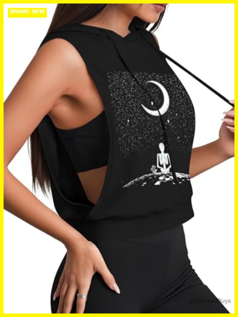 Hooded Tank Crop Top Sleeveless Athletic Gym Yoga Top Open Side